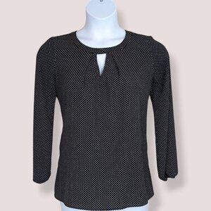 B&W Polka Dot Keyhole Blouse